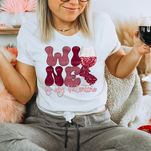 Wine Is My Valentine : Red & White included : PNG