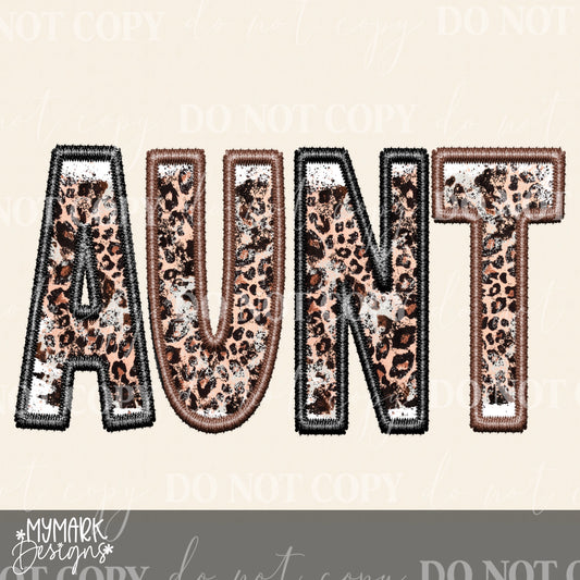 Aunt | leopard | Faux Embroidery : PNG
