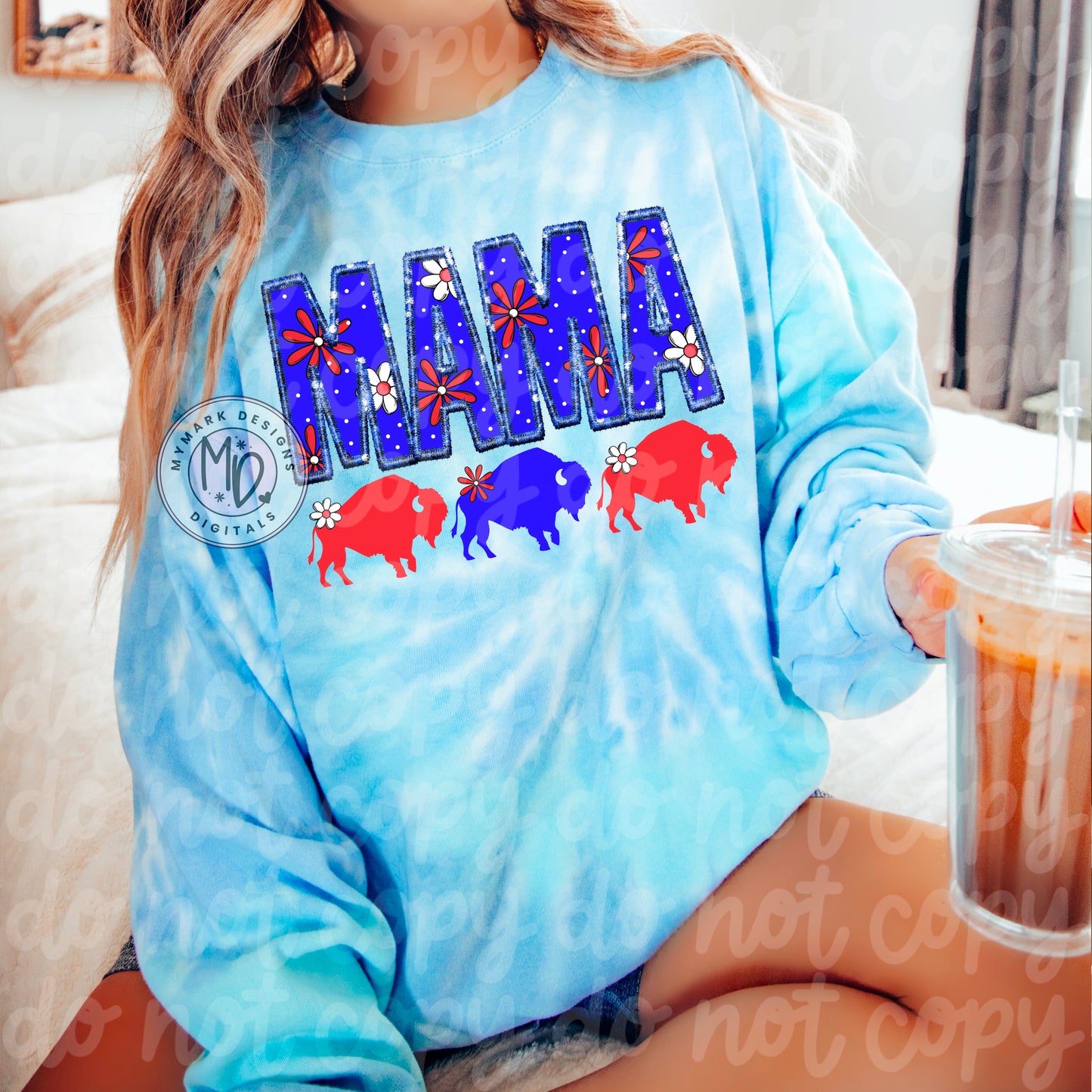 MAMA : Buffalos : Springy Red & Blue : PNG