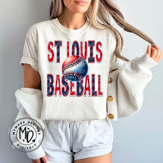 St Louis Baseball : Faux Embroidery : PNG