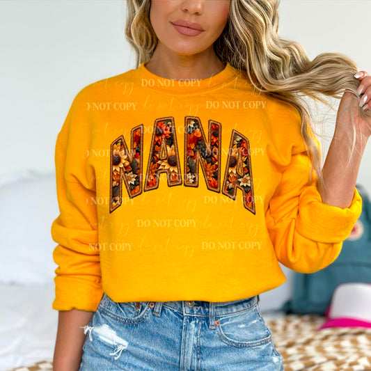 Nana | FALL FLORAL | Faux Embroidery : PNG