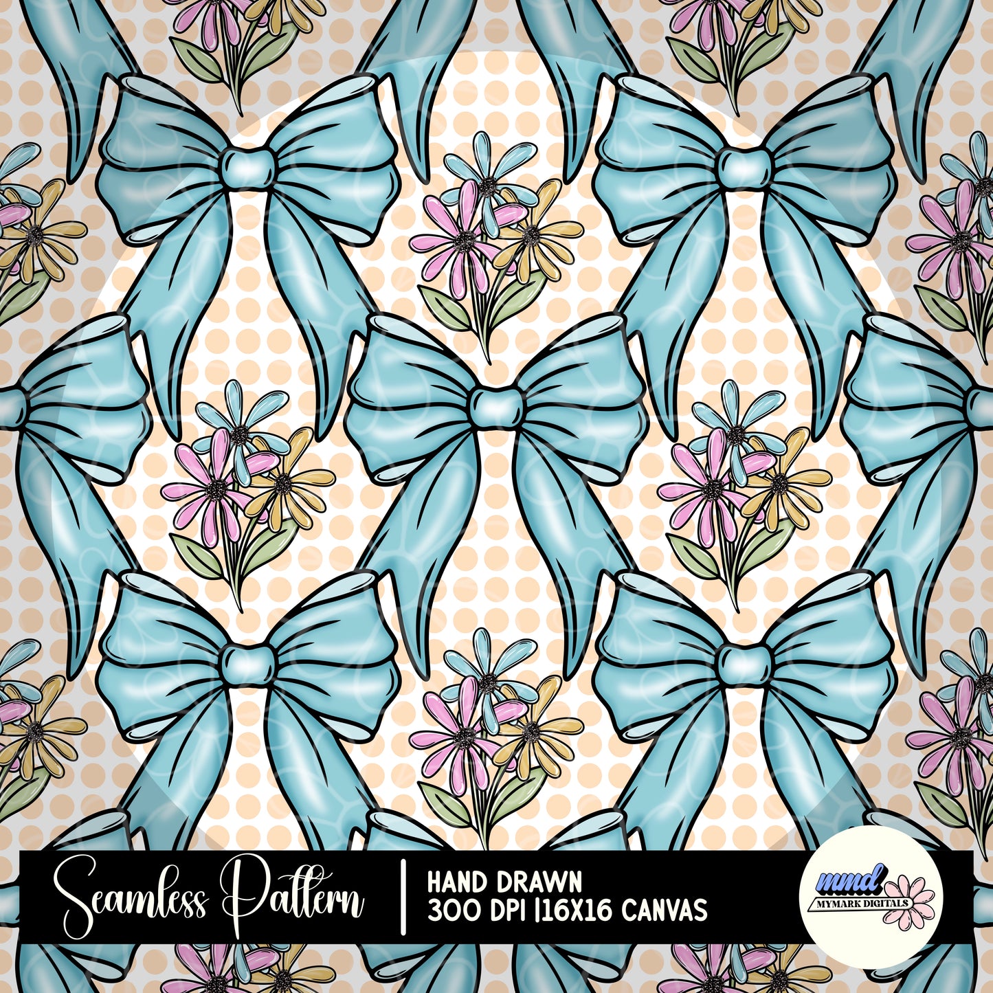 Spring Blue Bow Seamless | Repeating Pattern | February 26