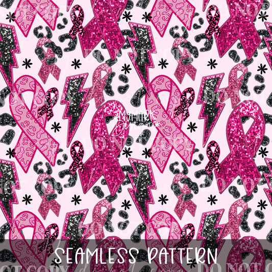 Breast Cancer Sequin & Faux Embroidery : Seamless Design