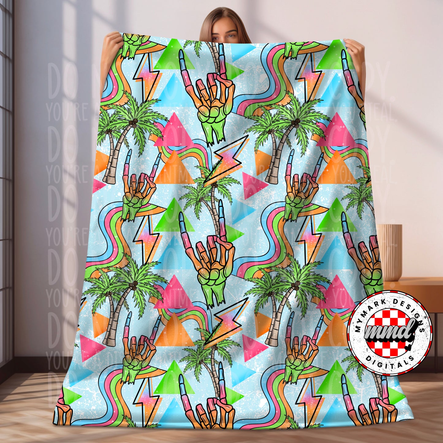 Neon Summer Vibes : Seamless Pattern : PNG
