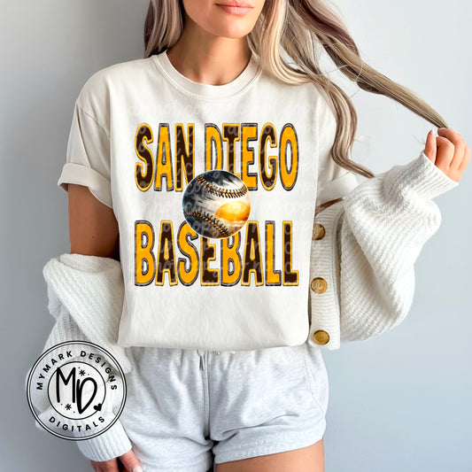 San Diego Baseball : Faux Embroidery : PNG