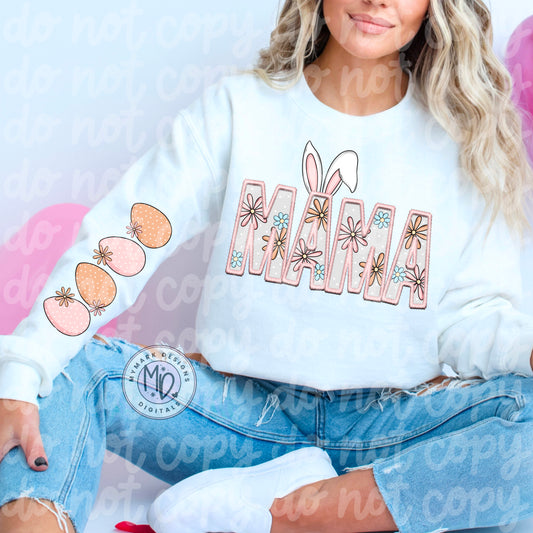 MAMA Bunny : Faux Embroidery : Sleeve Combo PNG