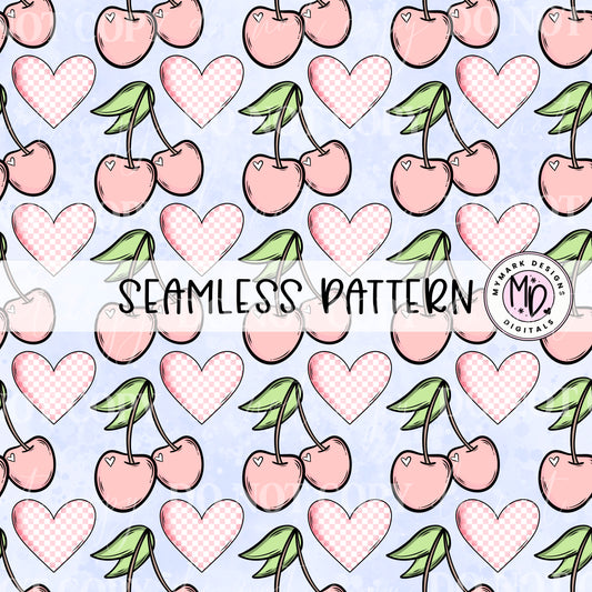 Cherry Hearts : Seamless Design
