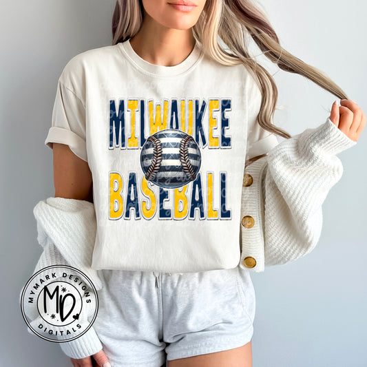 Milwaukee Baseball : Faux Embroidery : PNG