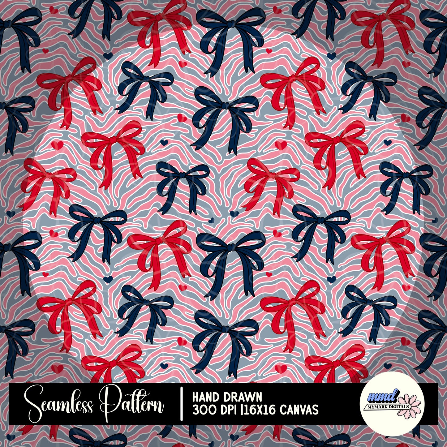 New England Stripes Bow Seamless | Repeating Pattern | January 26