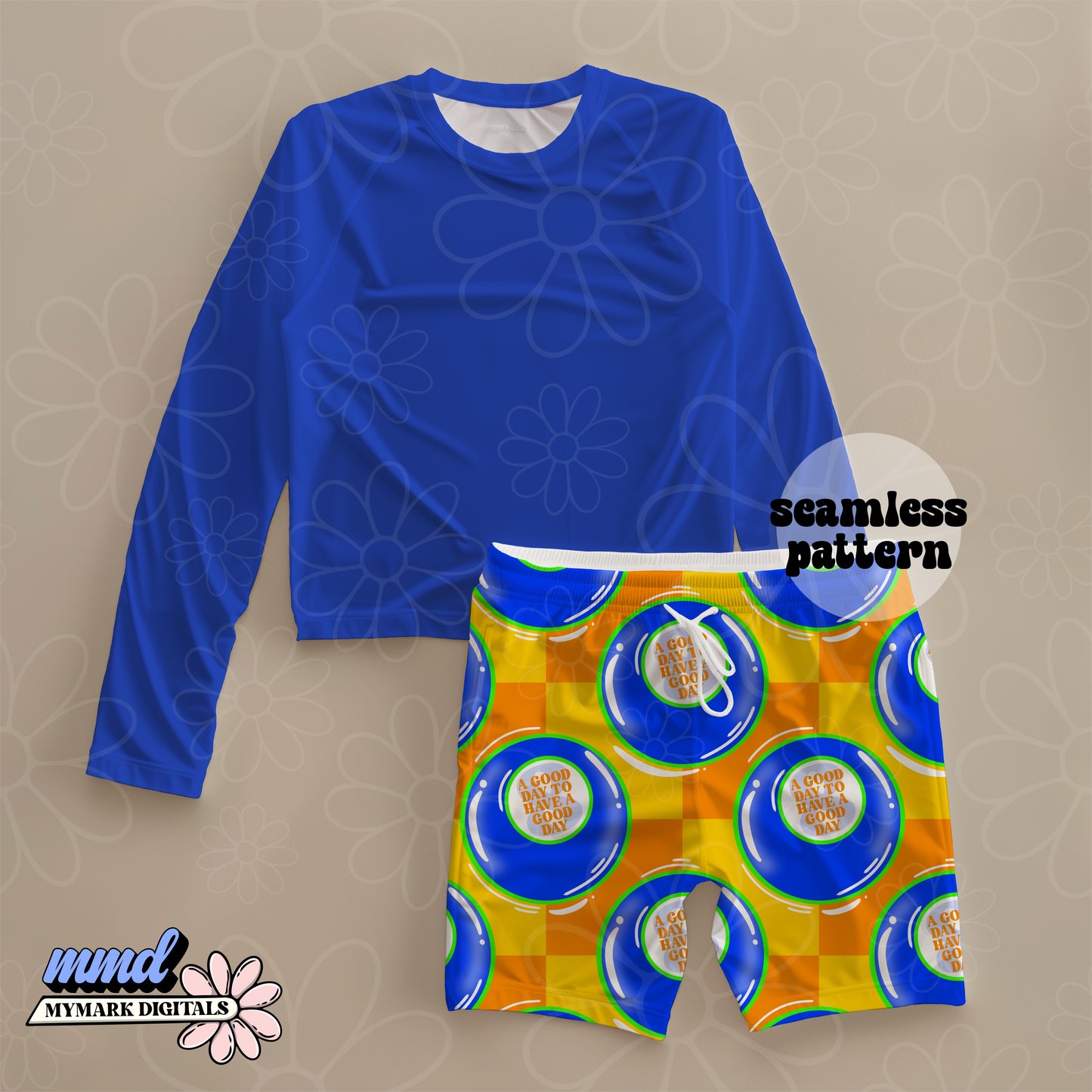 Neon 8 Ball Seamless | Swim Safe | Repeating Pattern | February 26