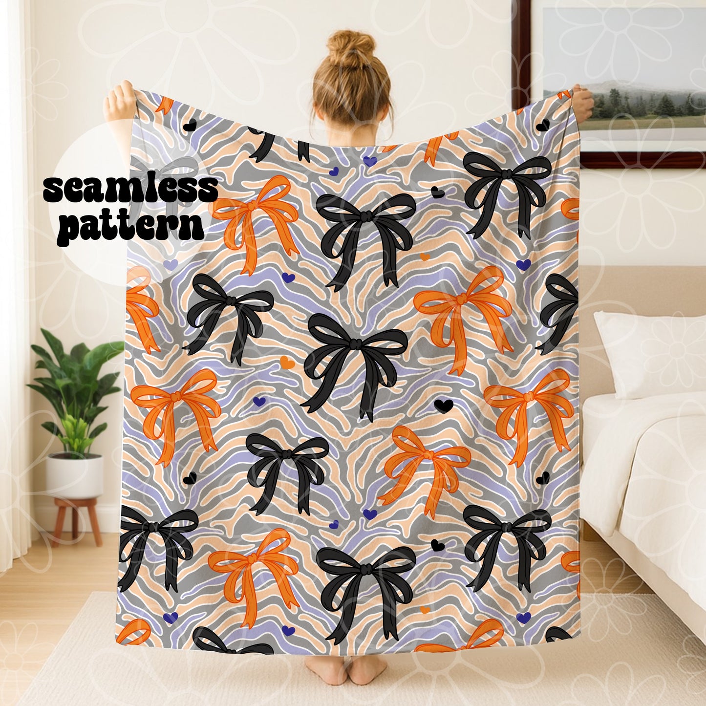 Buffalo Lacrosse Spirit Stripes and Bows Seamless | Repeating Pattern