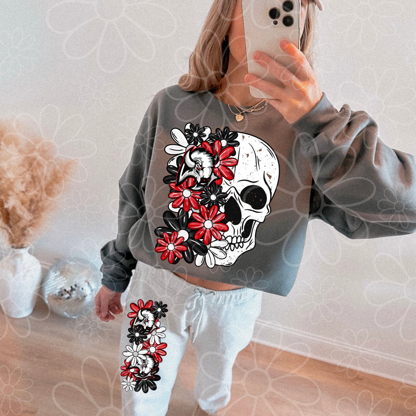 Buffalo Hockey - Skull Half Floral
