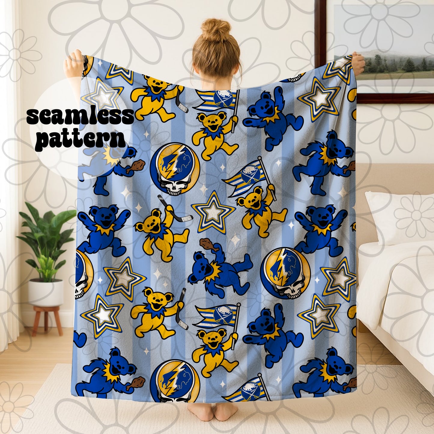 Buffalo Hockey Grateful Seamless | Repeating Pattern
