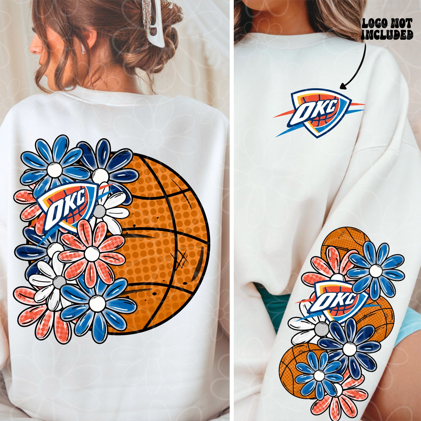 Thunder Basketball - Half Floral