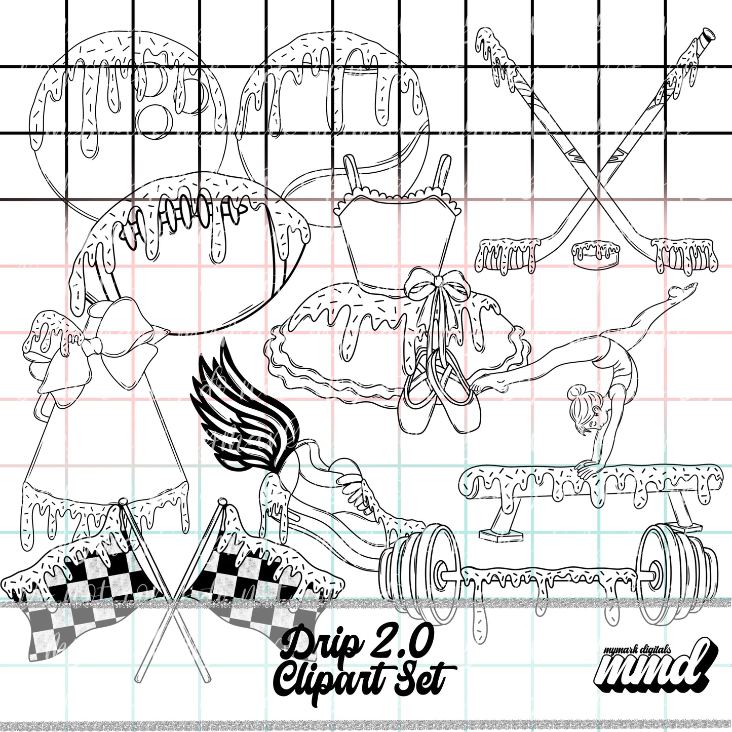 DRIP 2.0 OUTLINE CLIPART | March Clipart 25