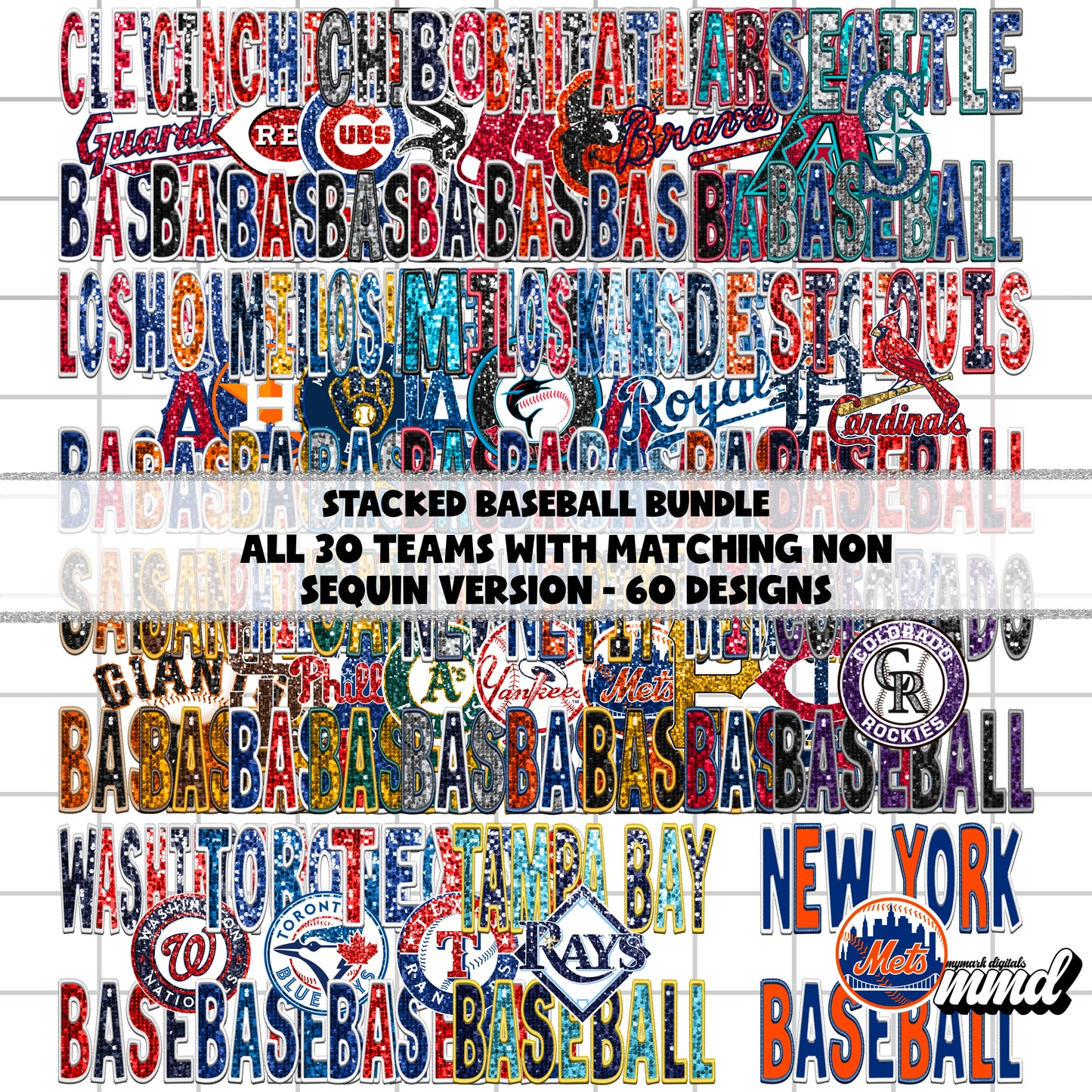 BASEBALL STACKED BUNDLE : 60 designs