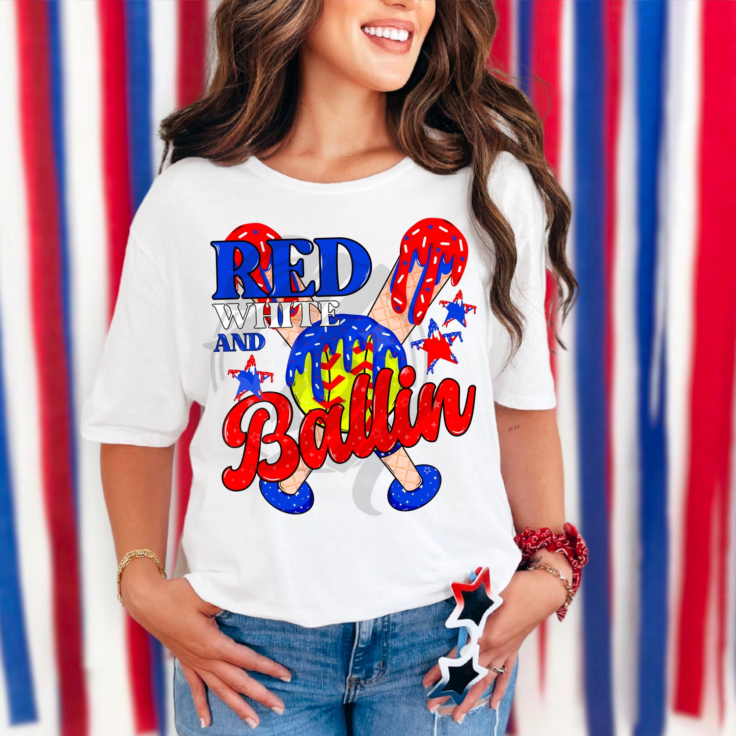 Red White & Ballin Softball | Pocket/Sleeve Included | April 2025
