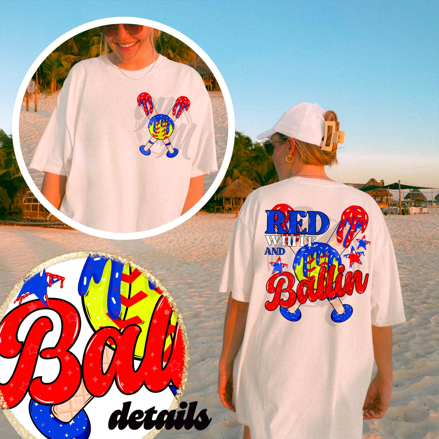 Red White & Ballin Softball | Pocket/Sleeve Included | April 2025