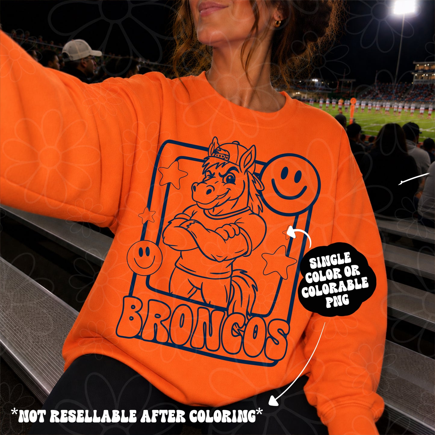 Broncos Mascot Frame | Single Color | Colorable - NOT for RESALE as DIGITAL | PNG