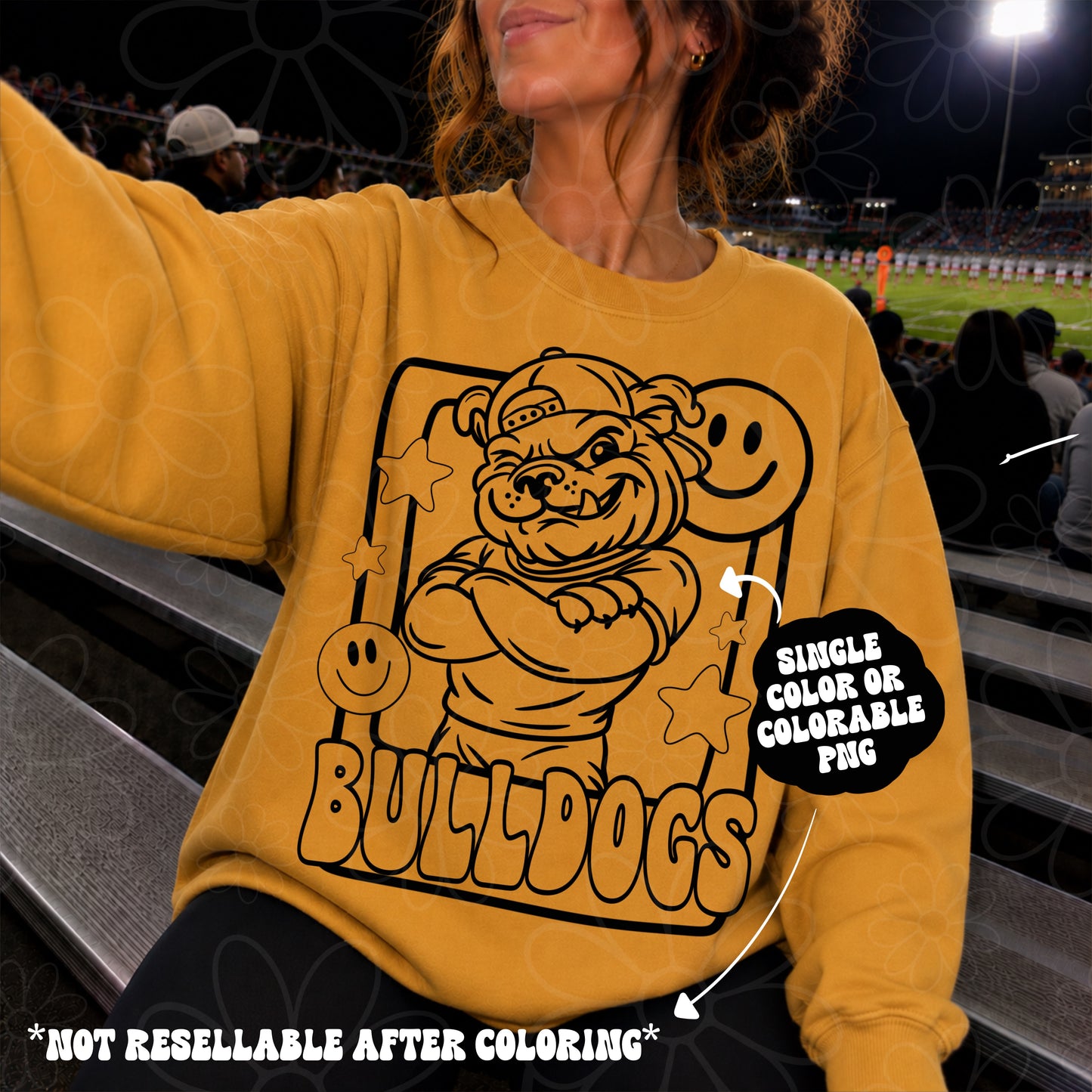 Bulldogs Mascot Frame | Single Color | Colorable - NOT for RESALE as DIGITAL | PNG