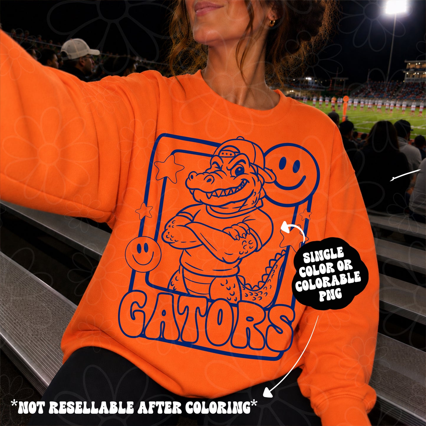 Gators Mascot Frame | Single Color | Colorable - NOT for RESALE as DIGITAL | PNG