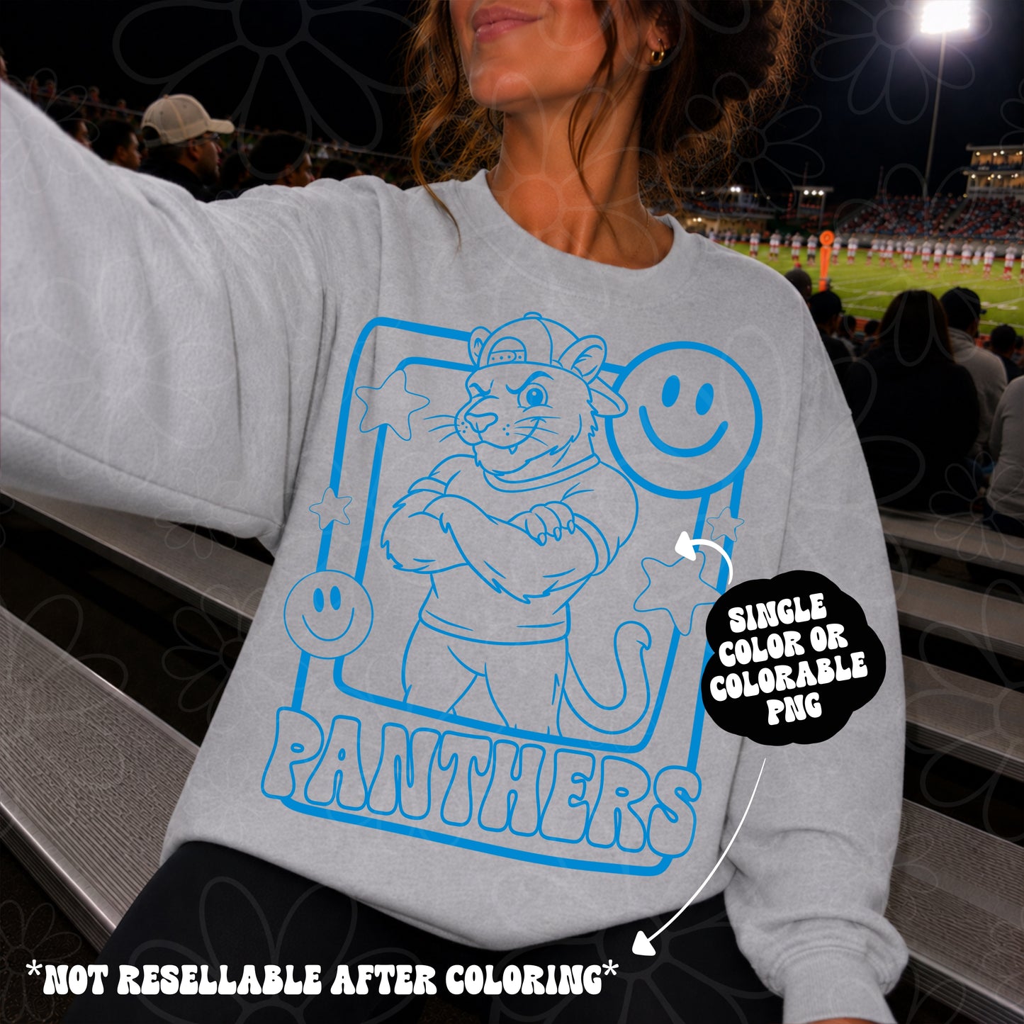 Panthers Mascot Frame | Single Color | Colorable - NOT for RESALE as DIGITAL | PNG