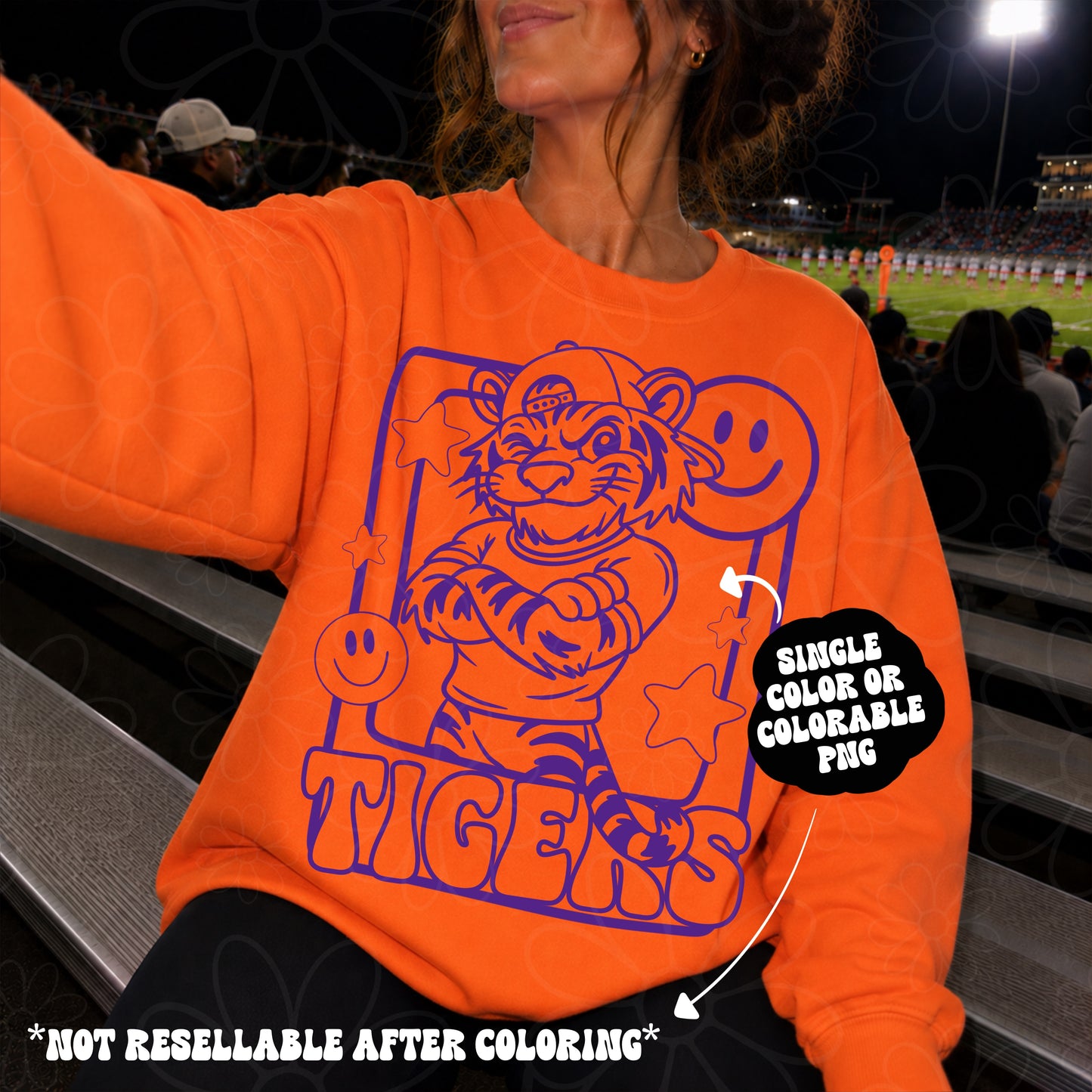 Tigers Mascot Frame | Single Color | Colorable - NOT for RESALE as DIGITAL | PNG