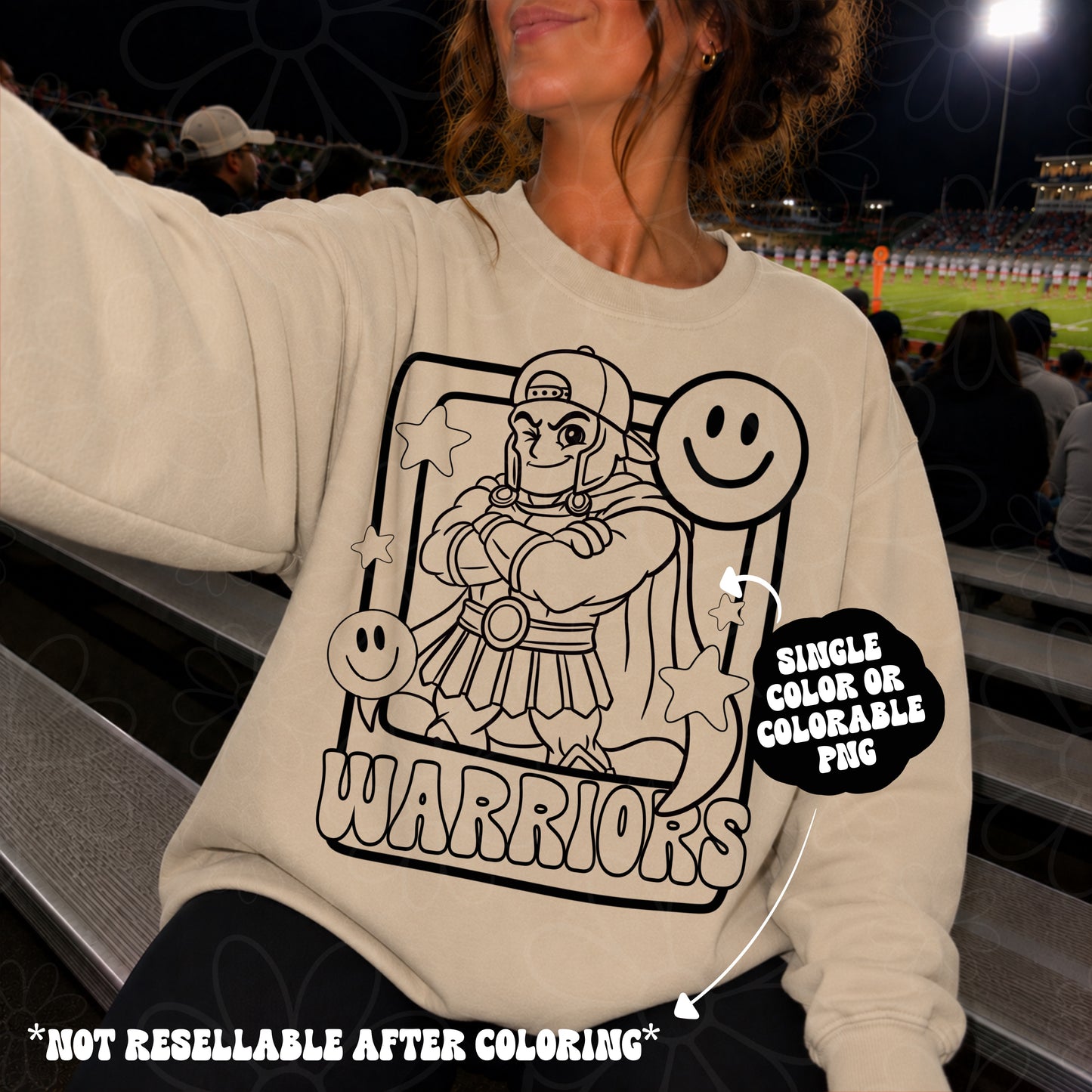 Warriors Mascot Frame | Single Color | Colorable - NOT for RESALE as DIGITAL | PNG