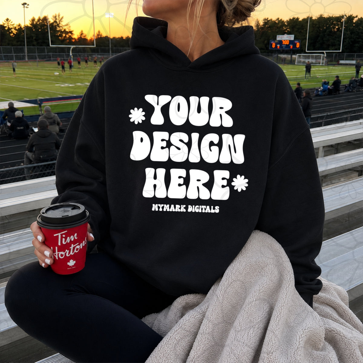 Football Black Hoodie Sweatshirt Mock Up