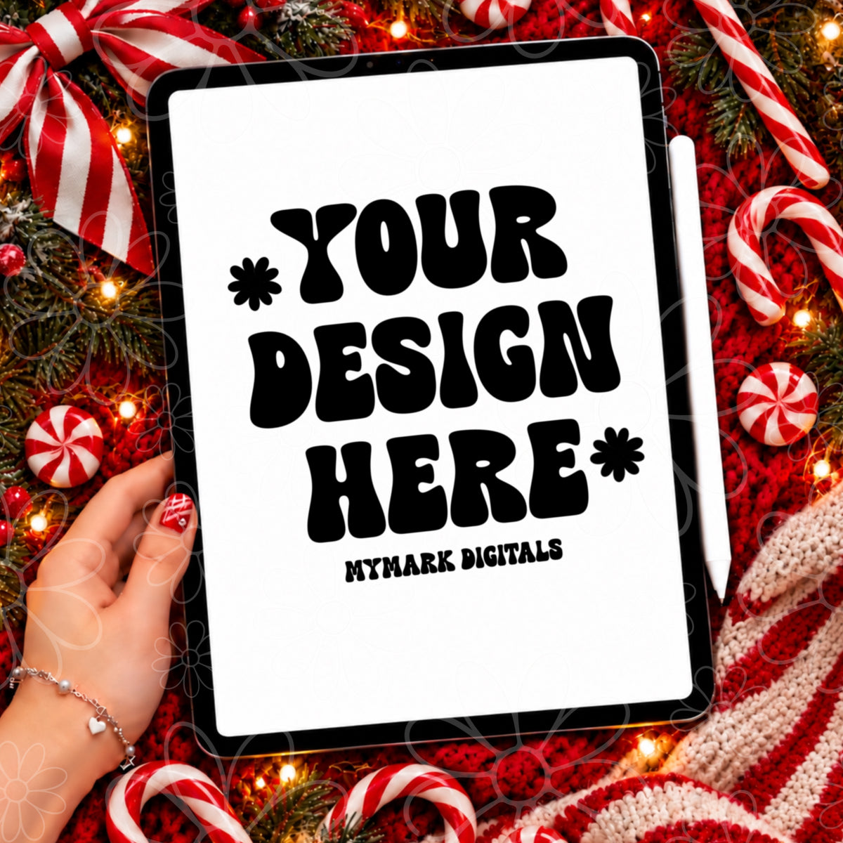 Candy Cane Christmas iPad Mock Up