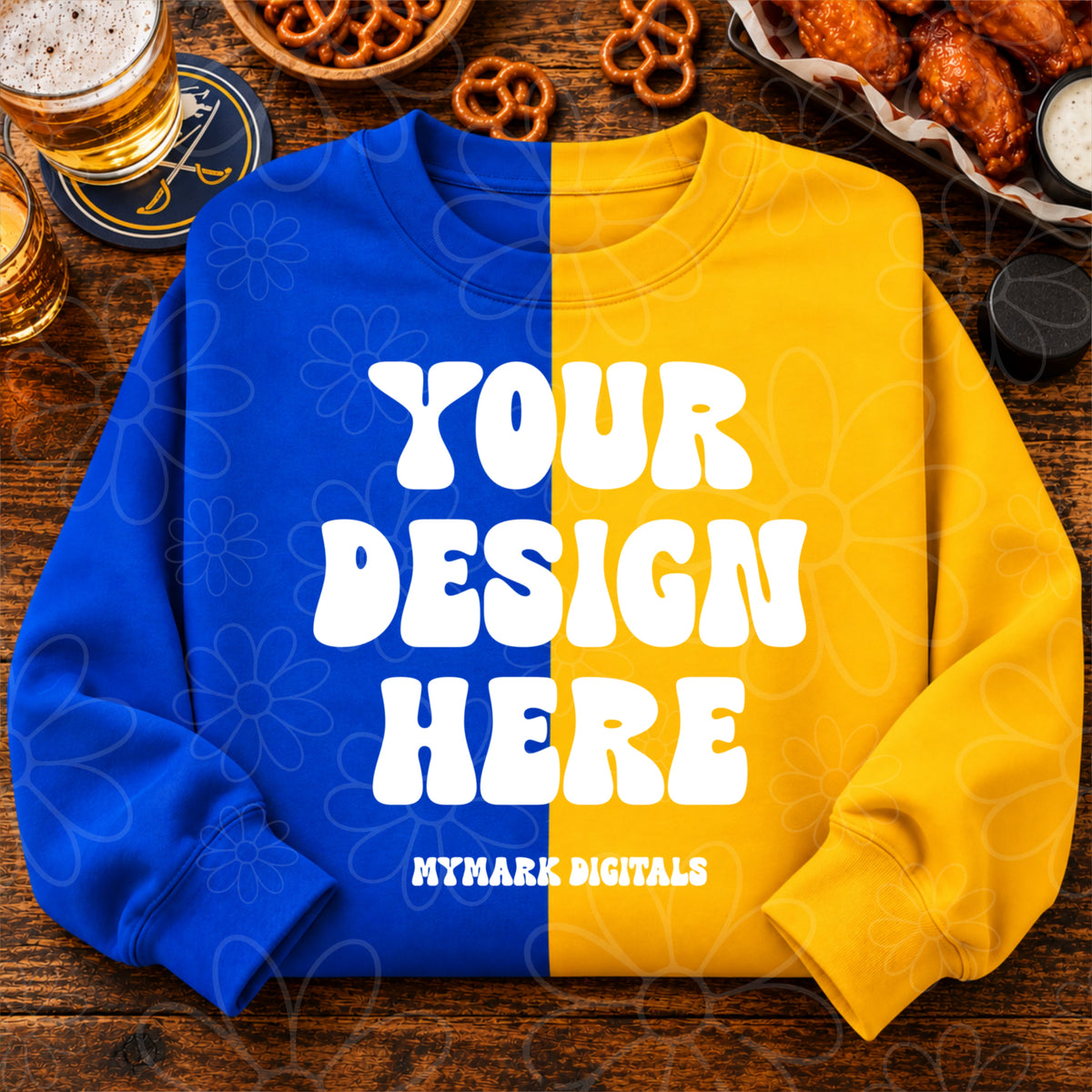 Buffalo Hockey Split Crewneck Sweatshirt Flatlay Mock Up