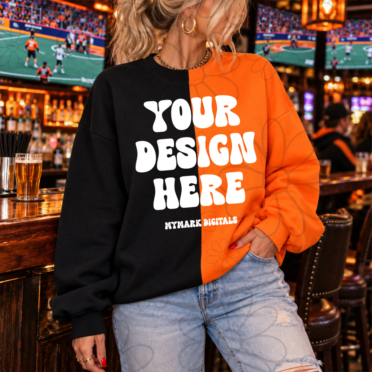 Buffalo Lacrosse Split Crewneck Sweatshirt Mock Up