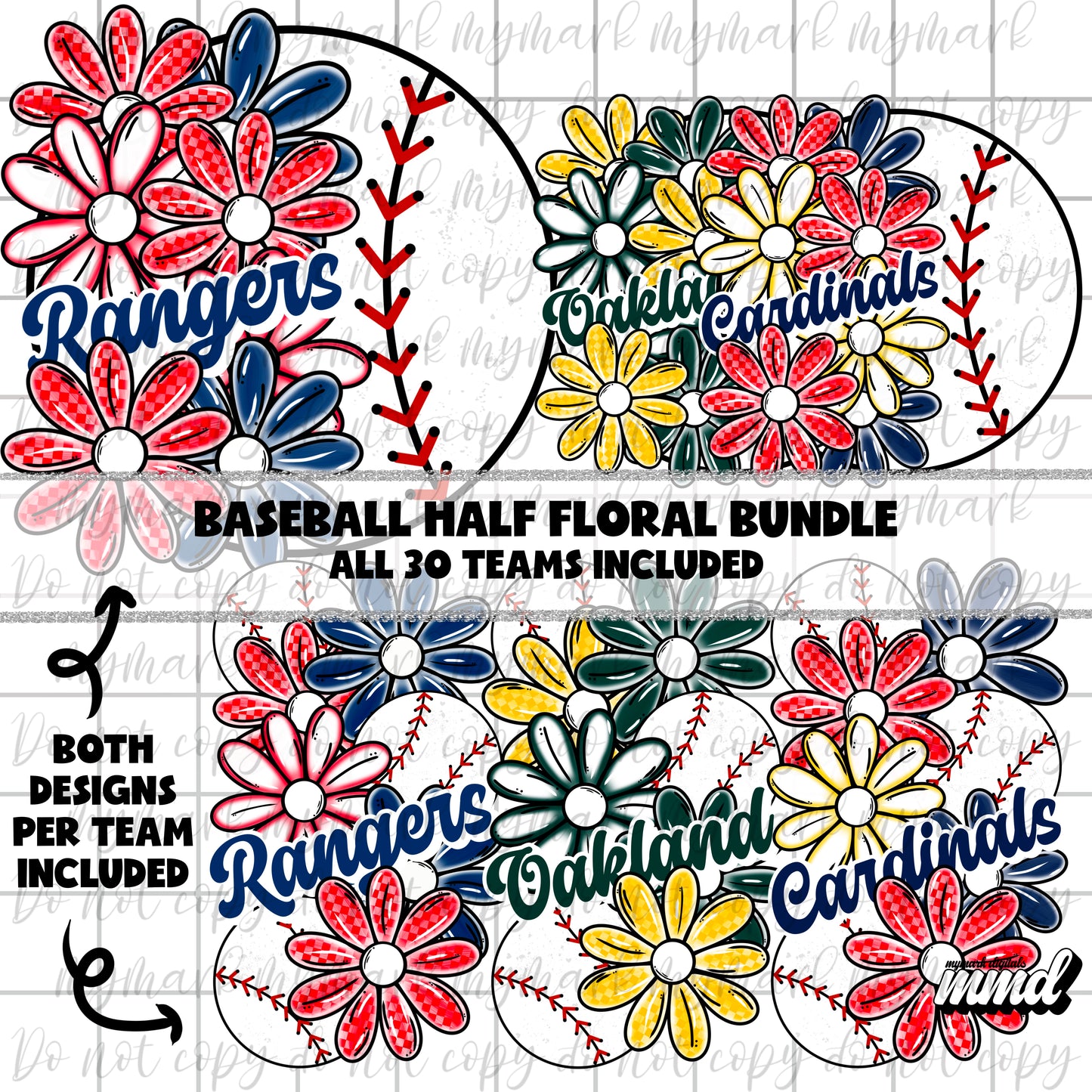 BASEBALL FLORAL BUNDLE : 60 designs | April 2025