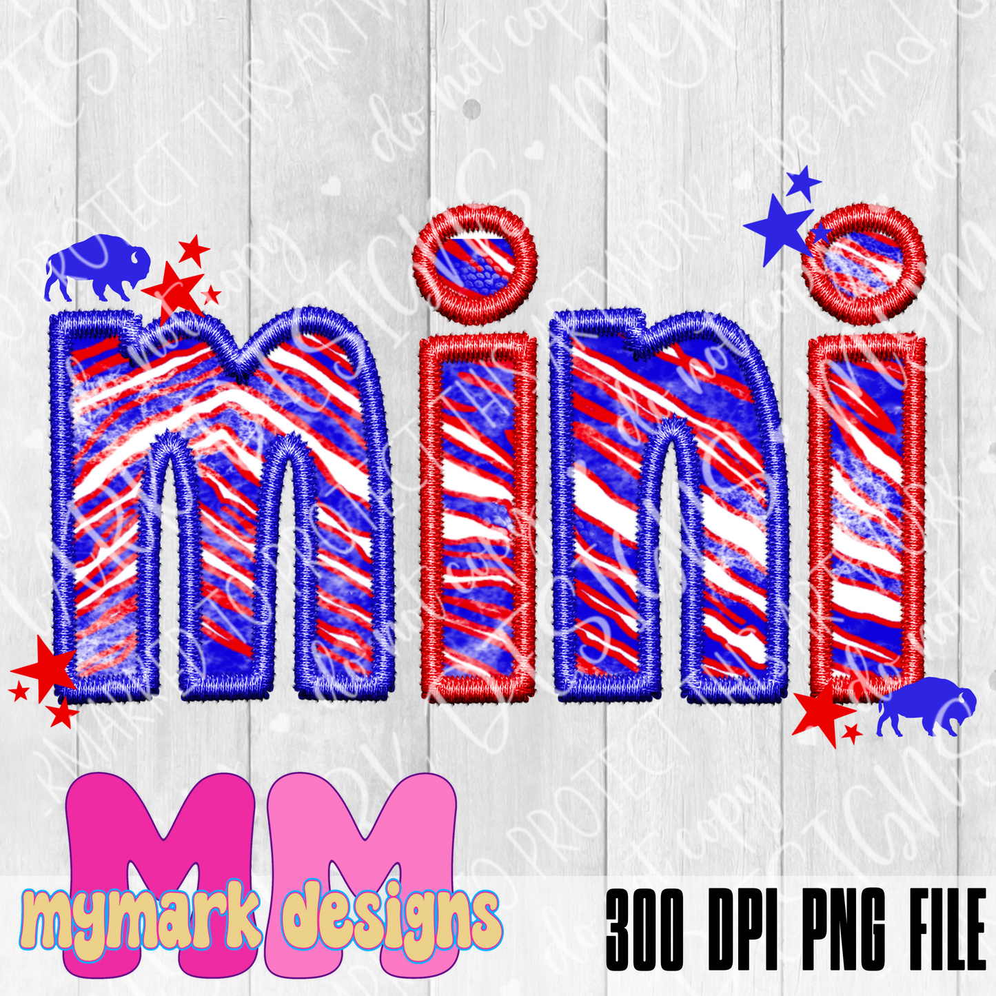 Buffalo Mini: Faux Embroidery : PNG