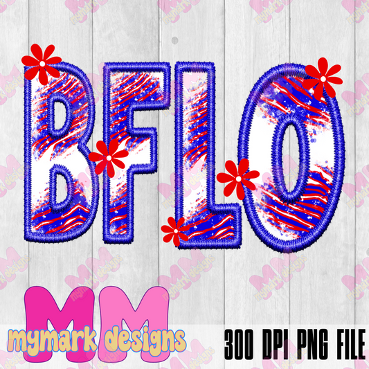 Floral BFLO : Faux Embroidery : PNG