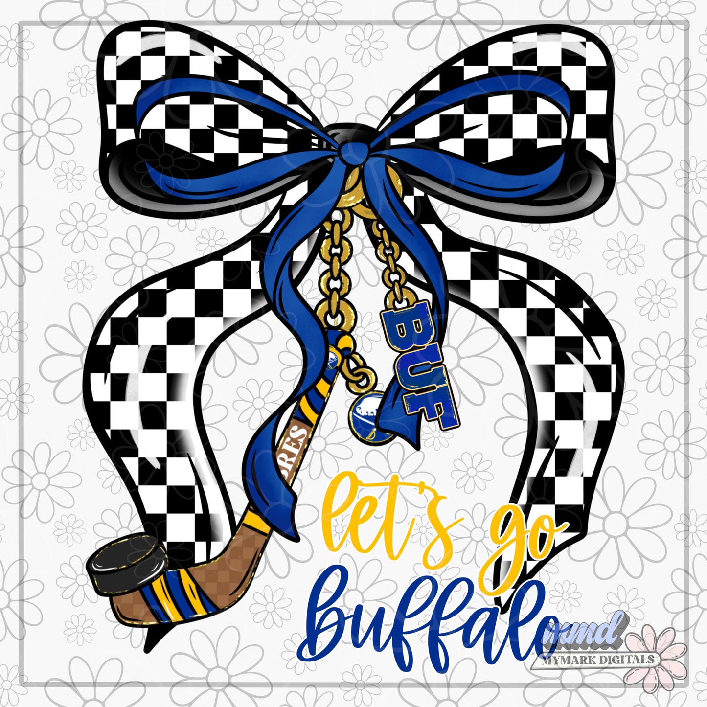 Bow Keychain Charm Buffalo Hockey | PNG |