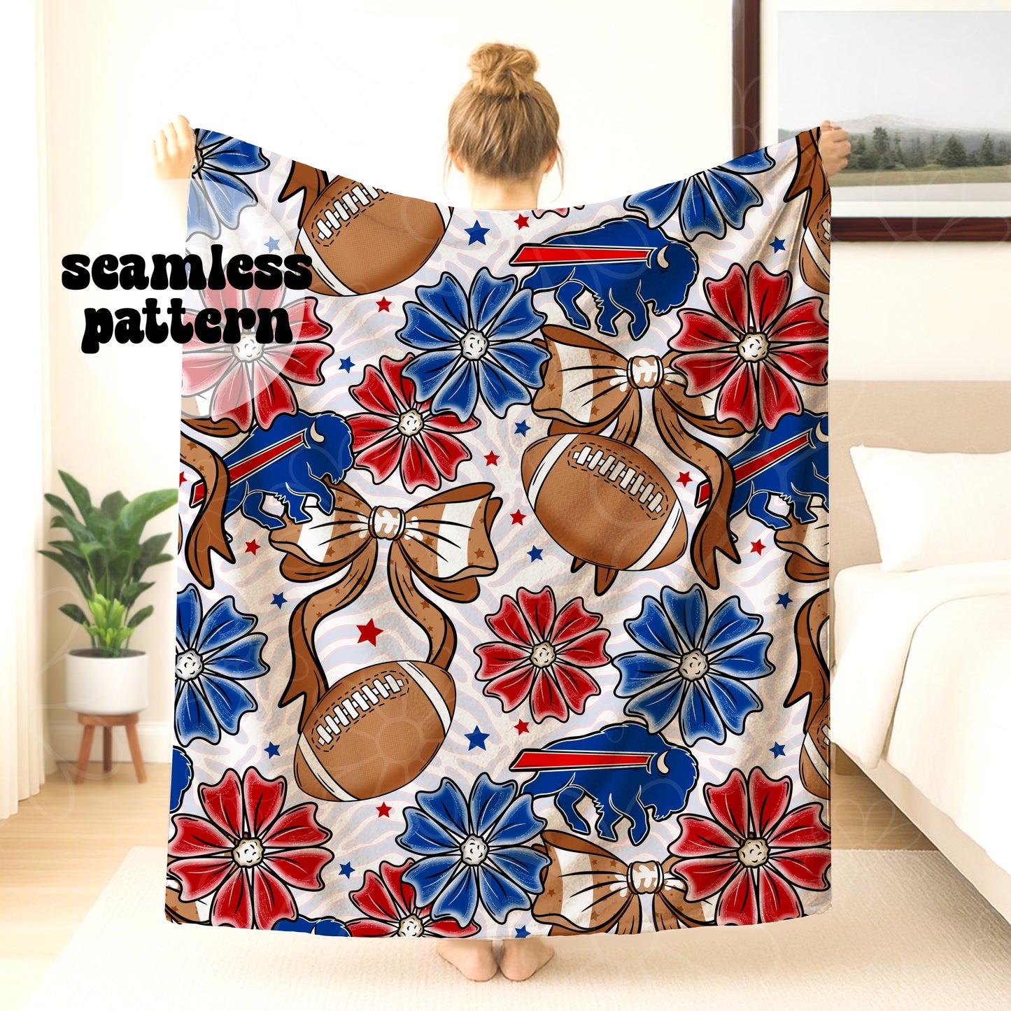 Buffalo Football Floral Seamless | Repeating Pattern