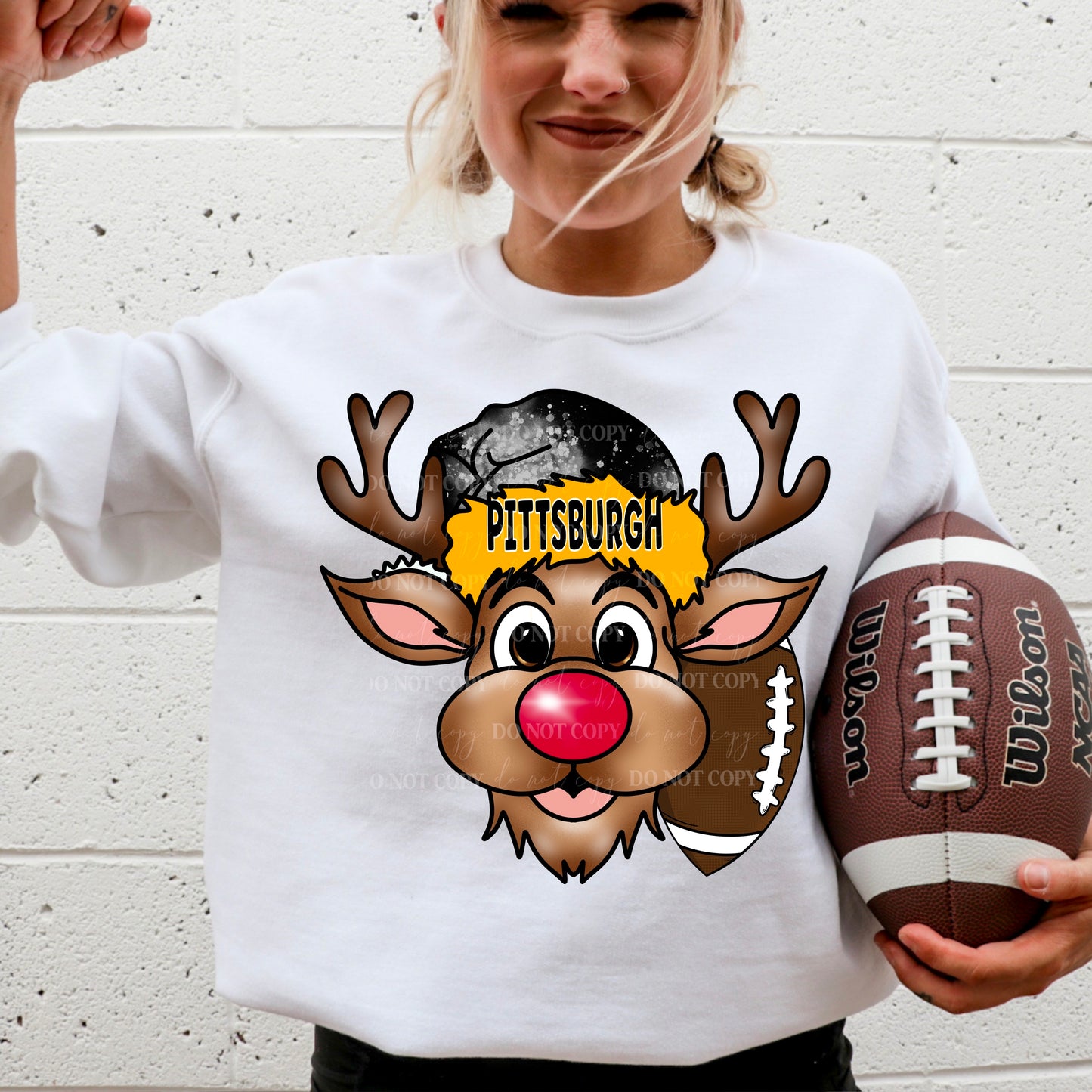 Pittsburgh : Christmas Reindeer : Plain & Faux Sequin Included : PNG