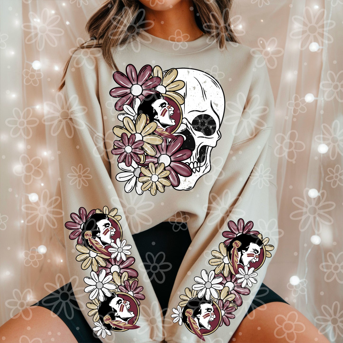 COLLEGE SERIES - Skull Half Floral