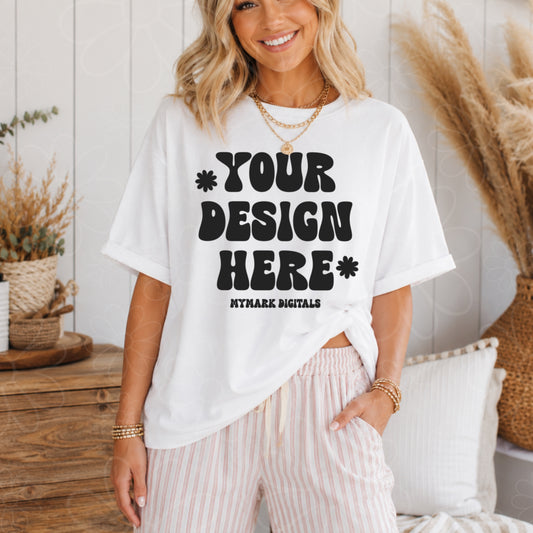 Gildan 5000 White Shirt Mockup | Lifestyle Mockup | Oversized Mocks | Tshirt Mock Up