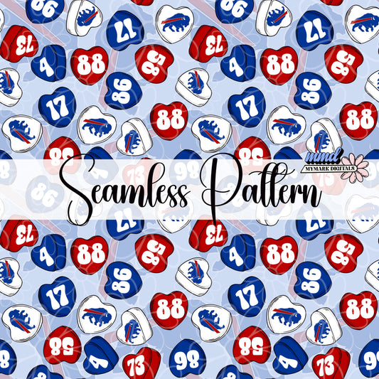 Conversation Hearts Buffalo Players Seamless