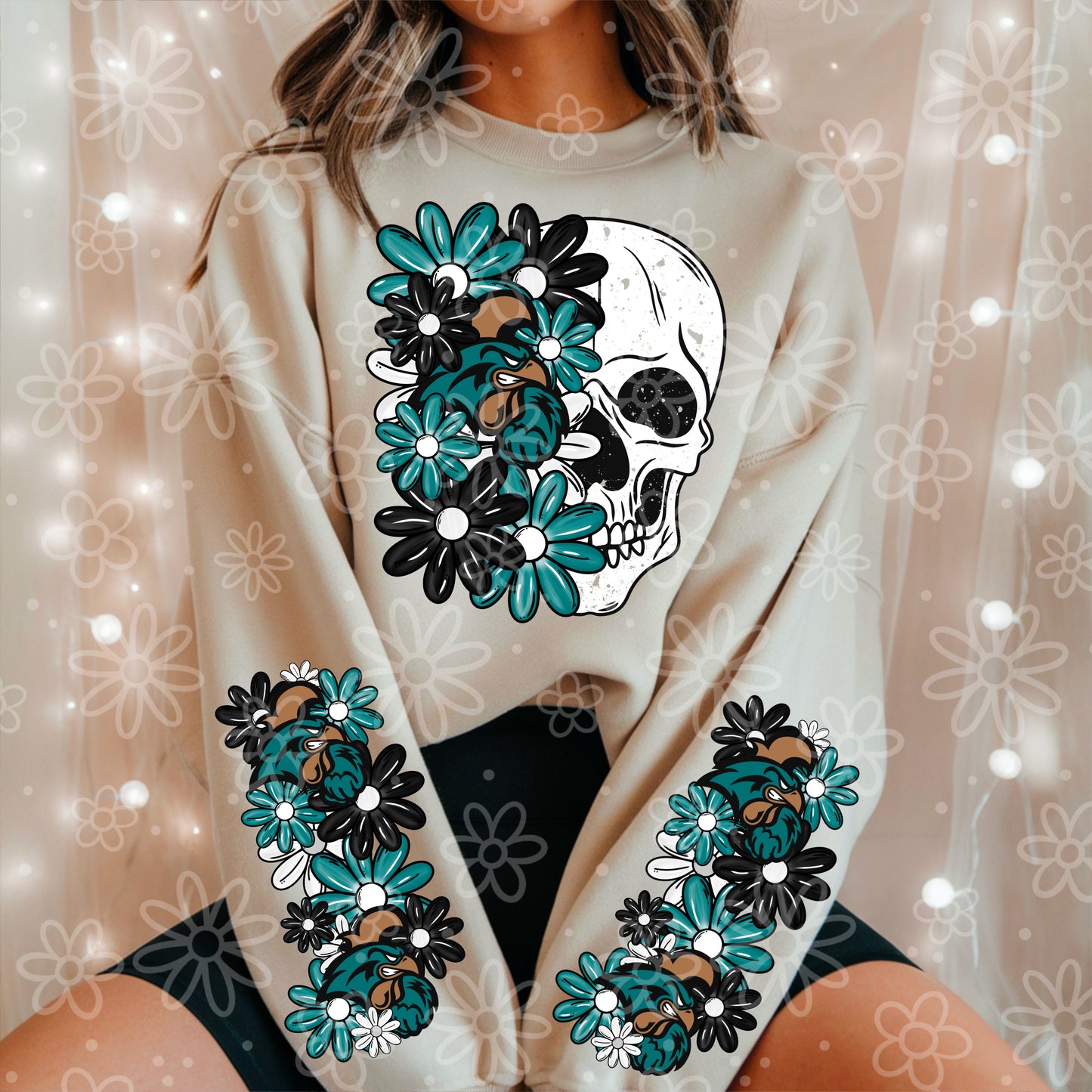 COLLEGE SERIES - Skull Half Floral