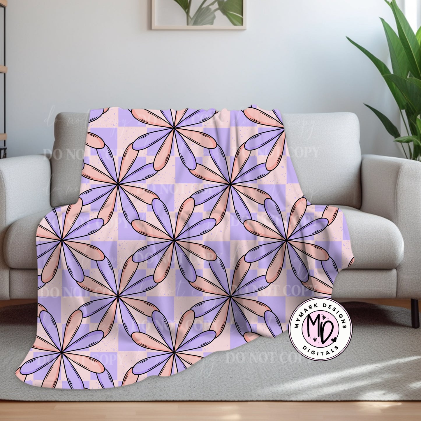 Pink & Purple Retro Floral  : Seamless Design