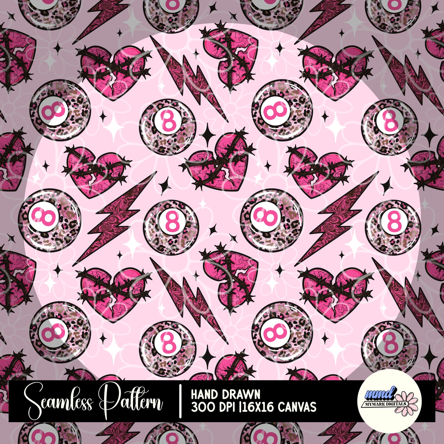 Grunge Broken Heart Seamless | Repeating Pattern | January 2025