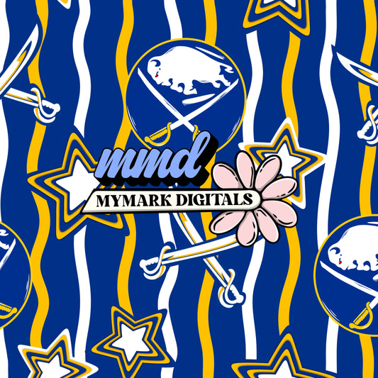 Buffalo Hockey Wavy Line Seamless | Repeating Pattern