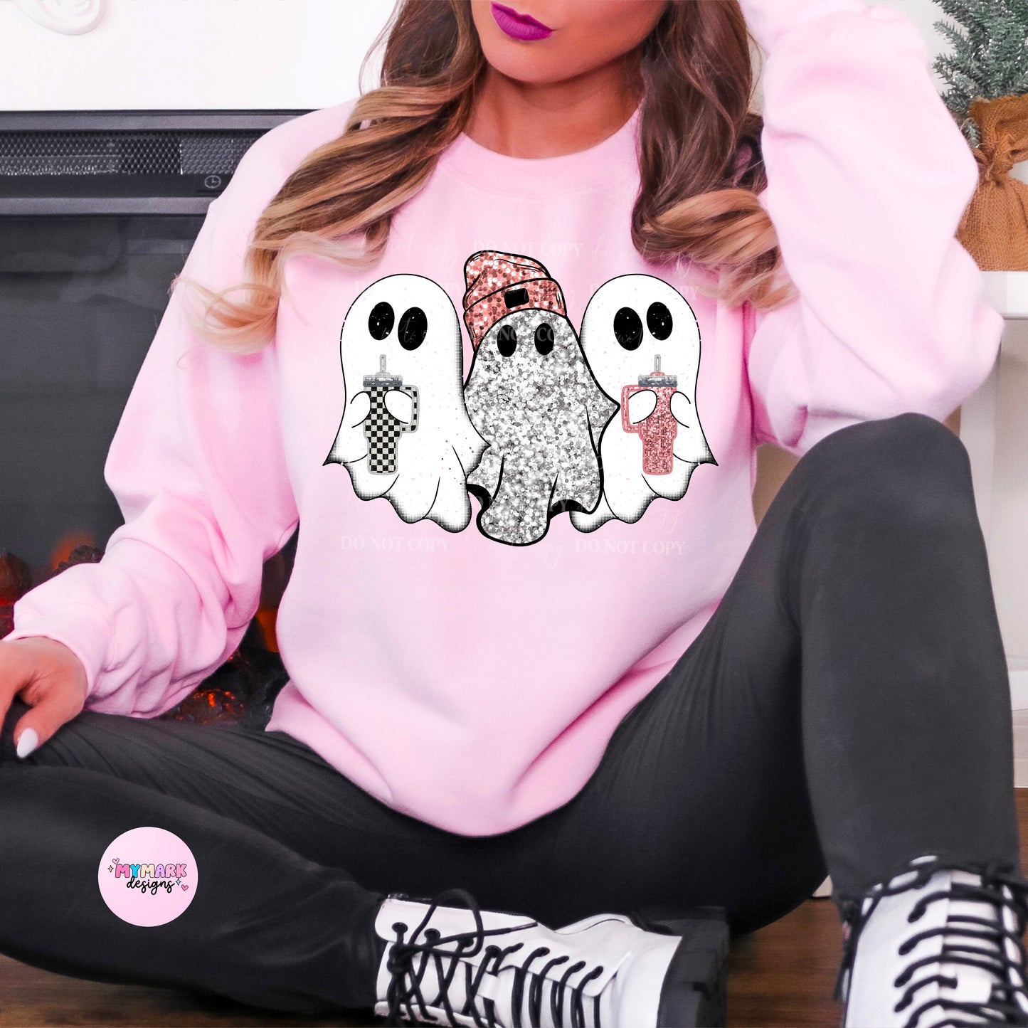 Pink Cold Ghosties : Faux Sequins : PNG