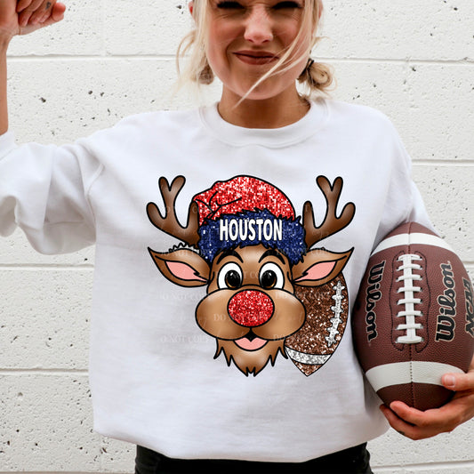 Houston : Christmas Reindeer : Plain & Faux Sequin Included : PNG