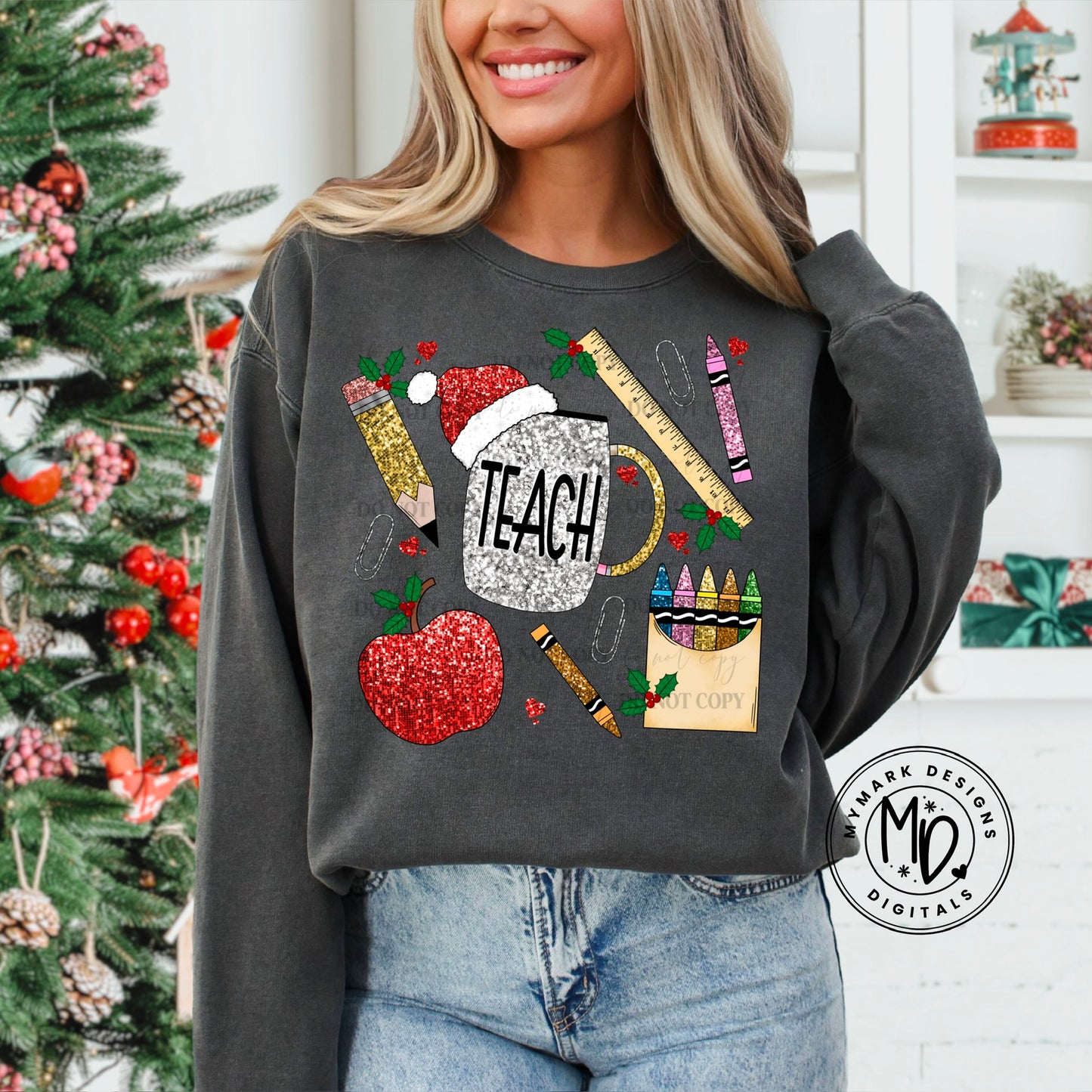 Christmas Teach : Faux Sequin :  PNG