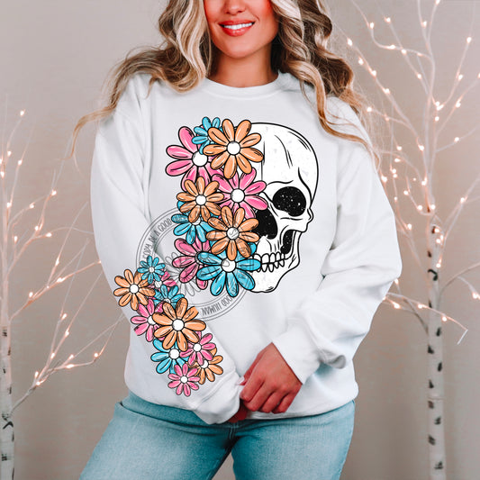 Colorful Skull Floral : Sleeve Set : PNG