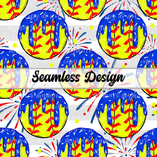 Patriotic Drip Softball | Seamless Design | May 2025